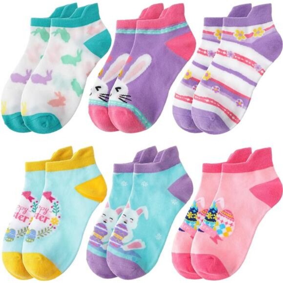 Kids Girls Toddler Unicorn Socks Ankle No Show Socks 6 Pairs - Picture 1 of 7